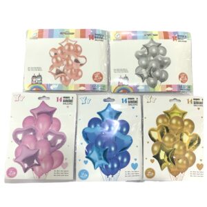SET DE GLOBO POR 14U ( 4 metalizado y 10 globo）