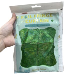 Cortina metalizada cuadrado verde