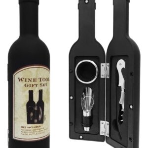 Set Kit De Vino X3 Piezas Botella Para Regalo Sacacorchos