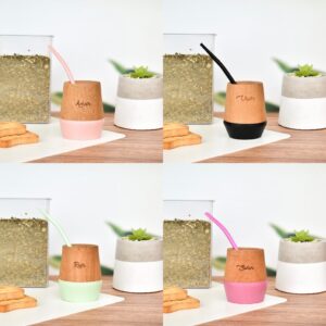 Mate madera con bombillas