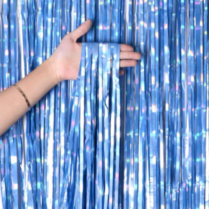 cortina metalizada  HOLOGRAFICO Celeste