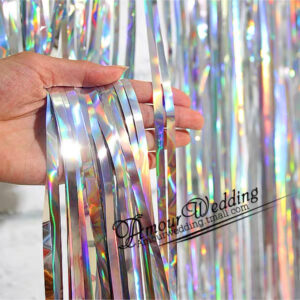 cortina metalizada HOLOGRAFICO plateado