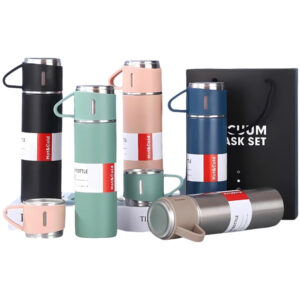 Set termo acero inox con 3 taza+estuche regalo excelente/ 500ml
