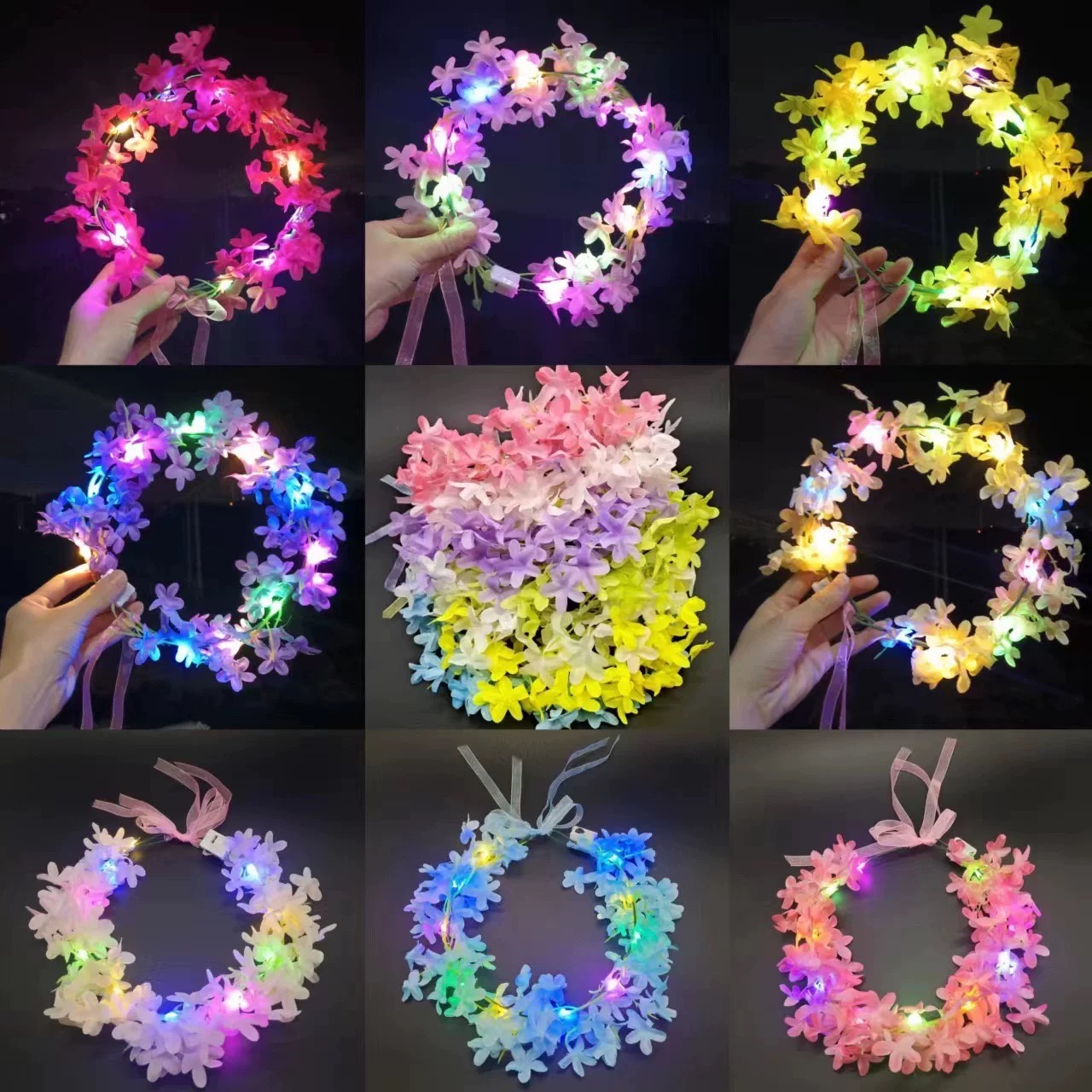 Corona De Flores Luminosa *10 unidad