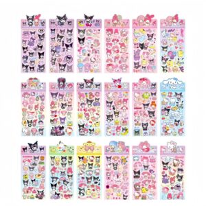 Planchas De Stickers Kuromi Infantiles X20Unid Import 9.5*23cm