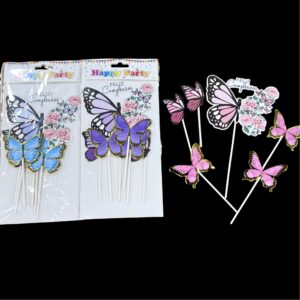 topper de mariposas con flores