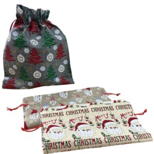 BOLSA REGALO DE TELA C/ MACETA NAVIDAD 32*24CM * 6 UNI