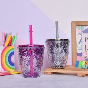 Vaso acrilico doble c/ glitter con sorbete