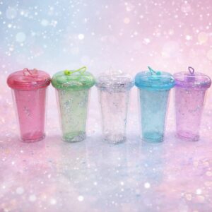 Vaso Glitter con Tapa y sorbete
