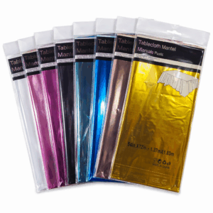 Mantel Plástico Metalizado 137x183cm Reutilizable Fiesta Decoración