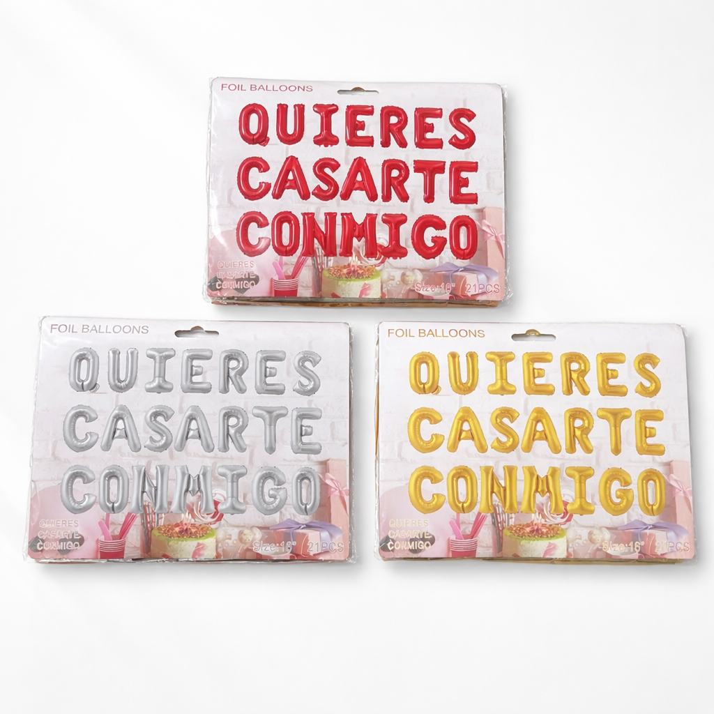 Globos Letras QUIERES CASARTE CONMIGO /40cm Cada Letra