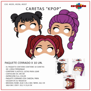 Mascara Antifaz Guerrera K-pop * 10 unidad (mismo modelo)