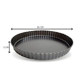 Molde Tartera Redondo 26Cm Metal Gris Cocina Acanalada