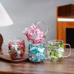 Taza Doble Vidrio Con Flores Secas Cafe Borosilicato 350ml