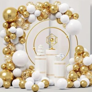 set de globo color  dorado y blanco 105pcs (Como Se Muestra En La Foto)