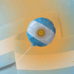 globo argentina con palito 50x43cm / 50uni