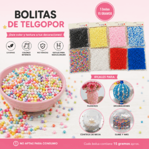 Bolitas de Telgopor para Manualidades y Decoración – Bolsa de 15 g