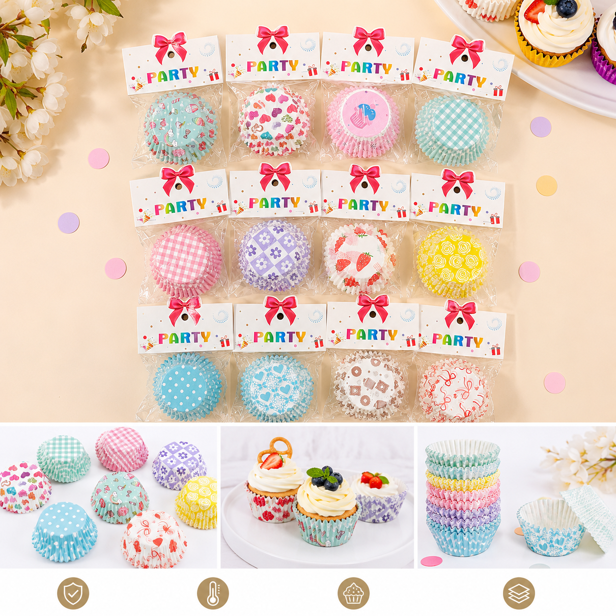 Pirotines Estampados Para Cupcakes Muffins Papel Horneable *50uni