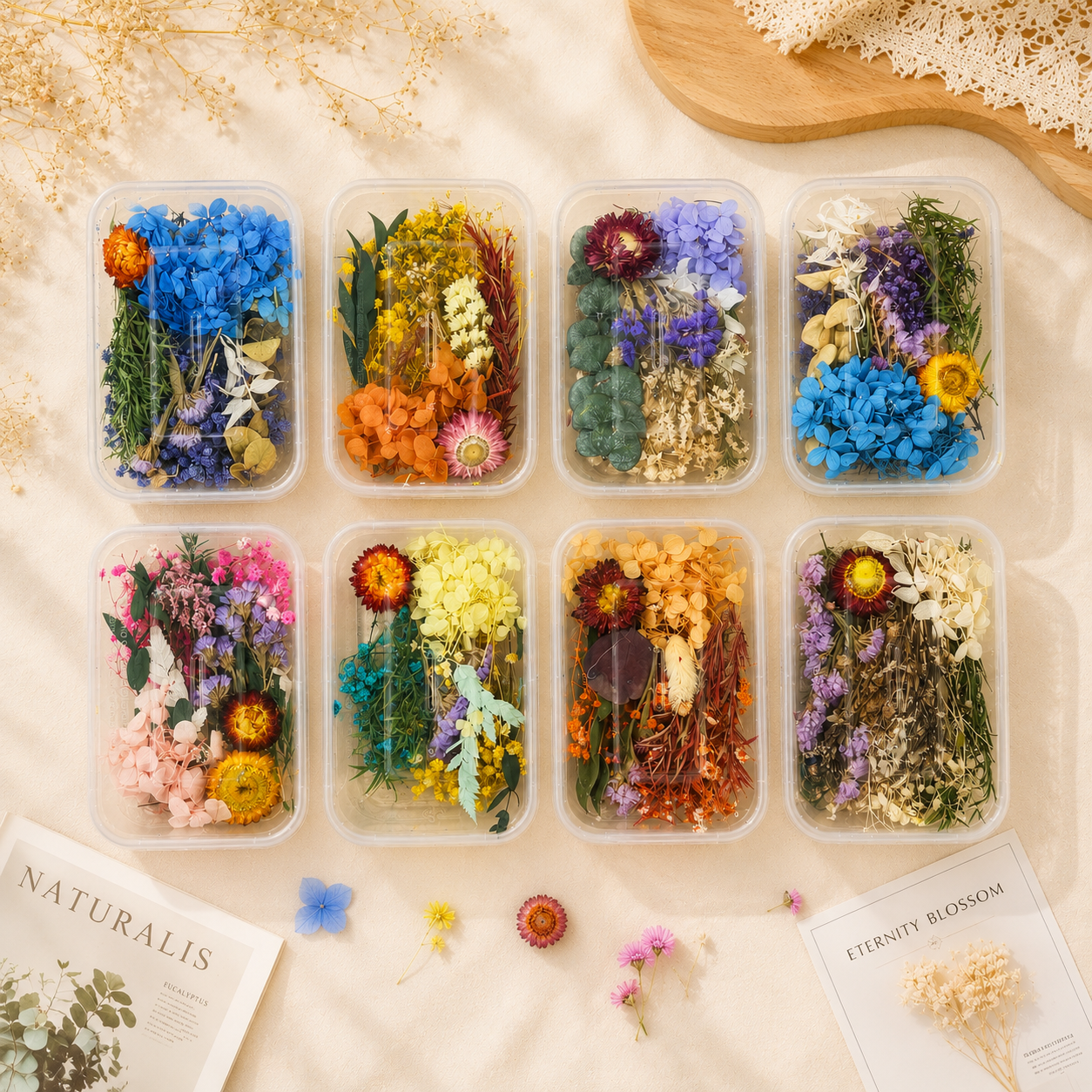 Kit de Flores Secas Naturales para Manualidades, Resina Epoxi, Velas y Decoración DIY