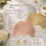 Individual PVC Hoja Ginkgo Dorado / Plateado / rosa gold