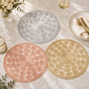 Individual Redondo PVC Dorado / Plateado / rosa gold– Diseño Elegante