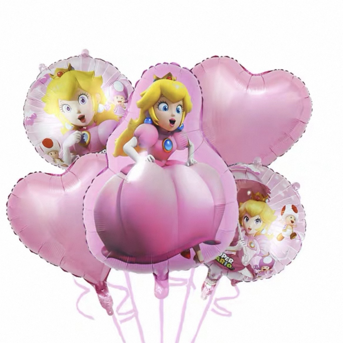 SET DE GLOBO PRINCESS PEACH MARO BROS 5pcs