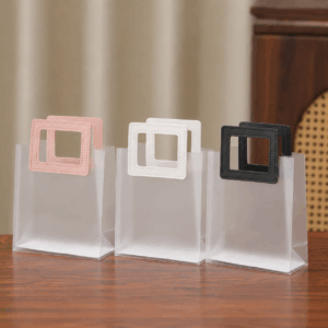 Bolsa PVC Transparente Con Asa Cuadrada Reutilizable Premium x10uni（23*11*27cm）