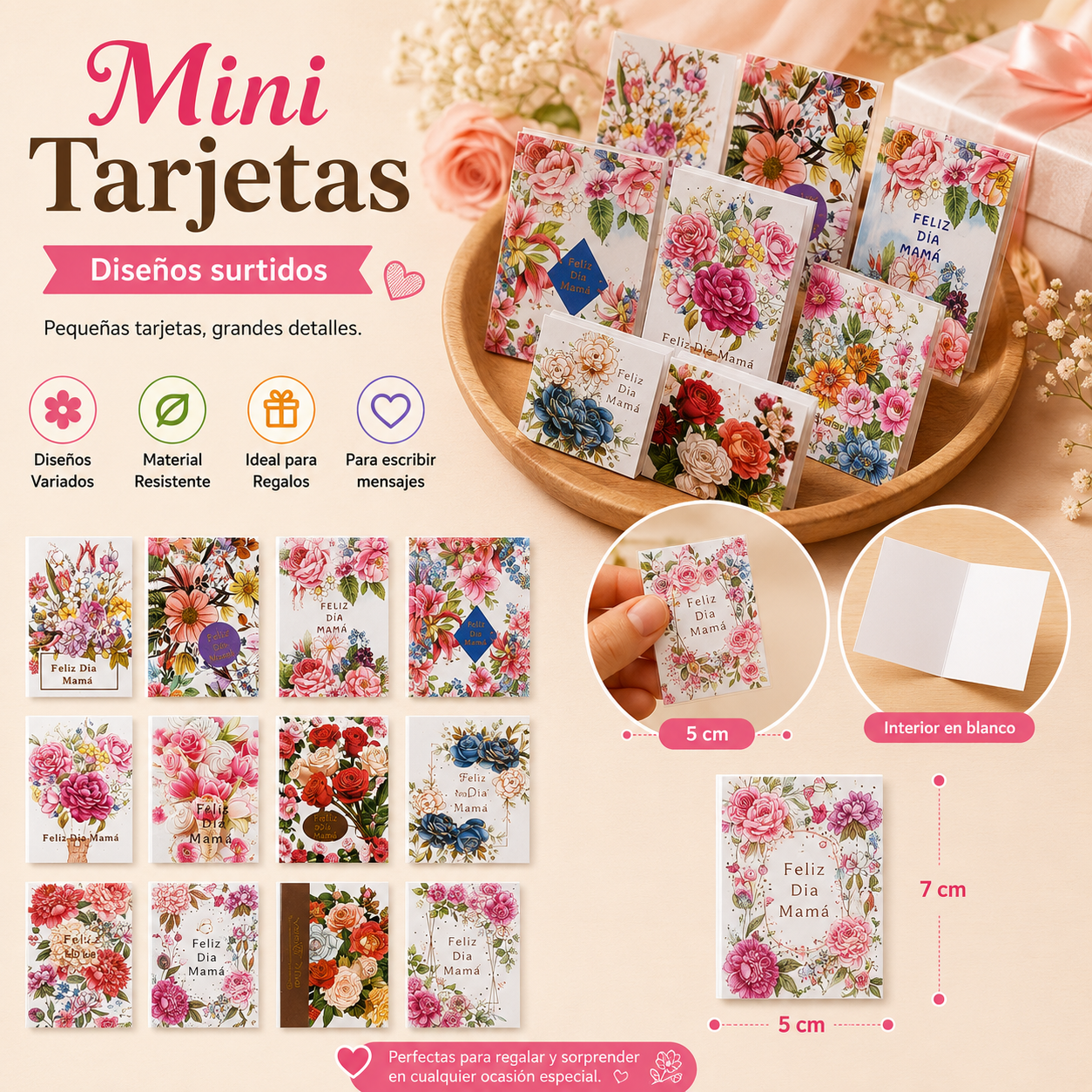 tarjeta para bolsa regalo feliz dis mama * 96uni
