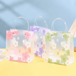 Bolsa De Regalo Transparente Con Flores Reutilizable PVC Premium x10uni （20*12*30cm）