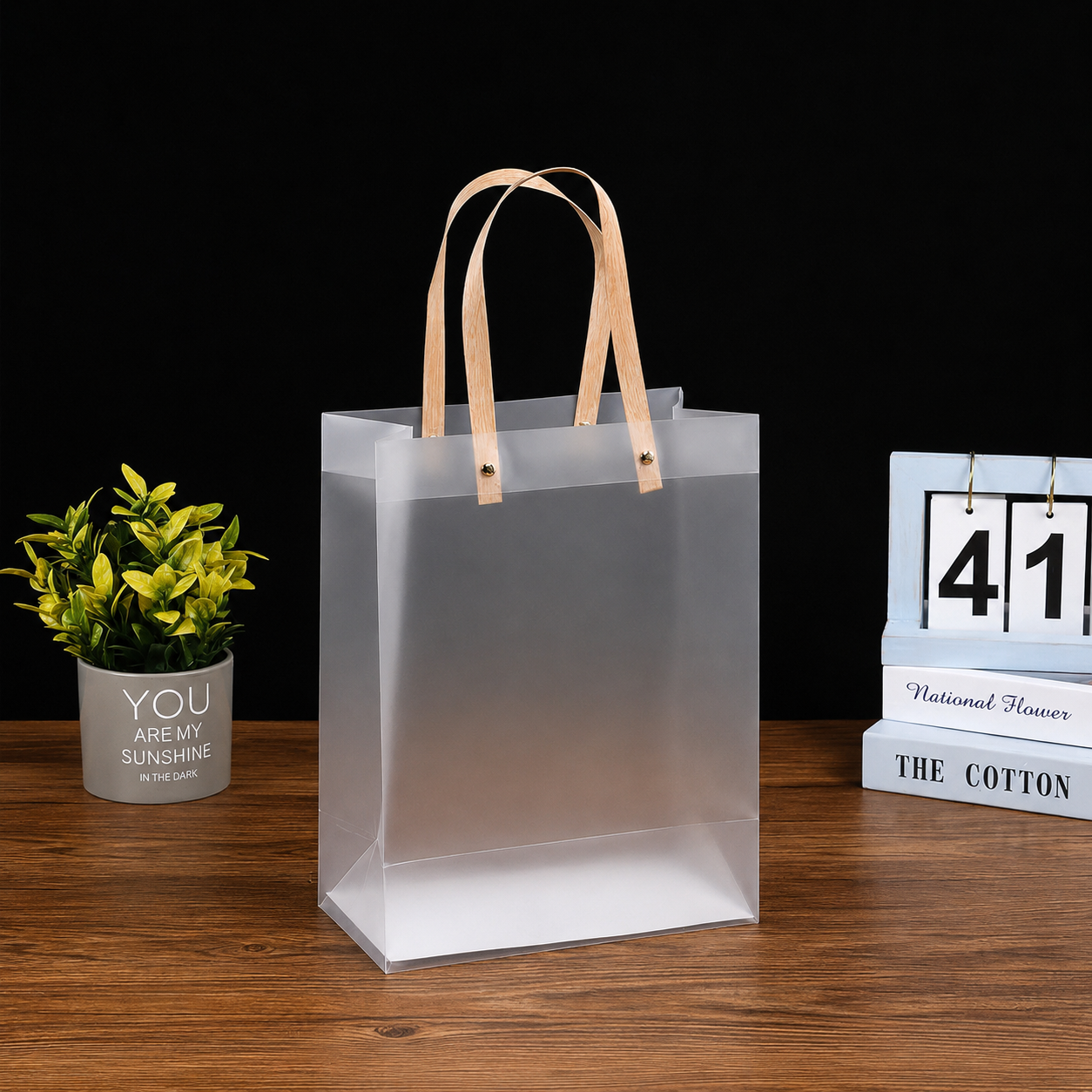 Bolsa de Regalo Transparente con Asas x10unidad （21*27*11cm）