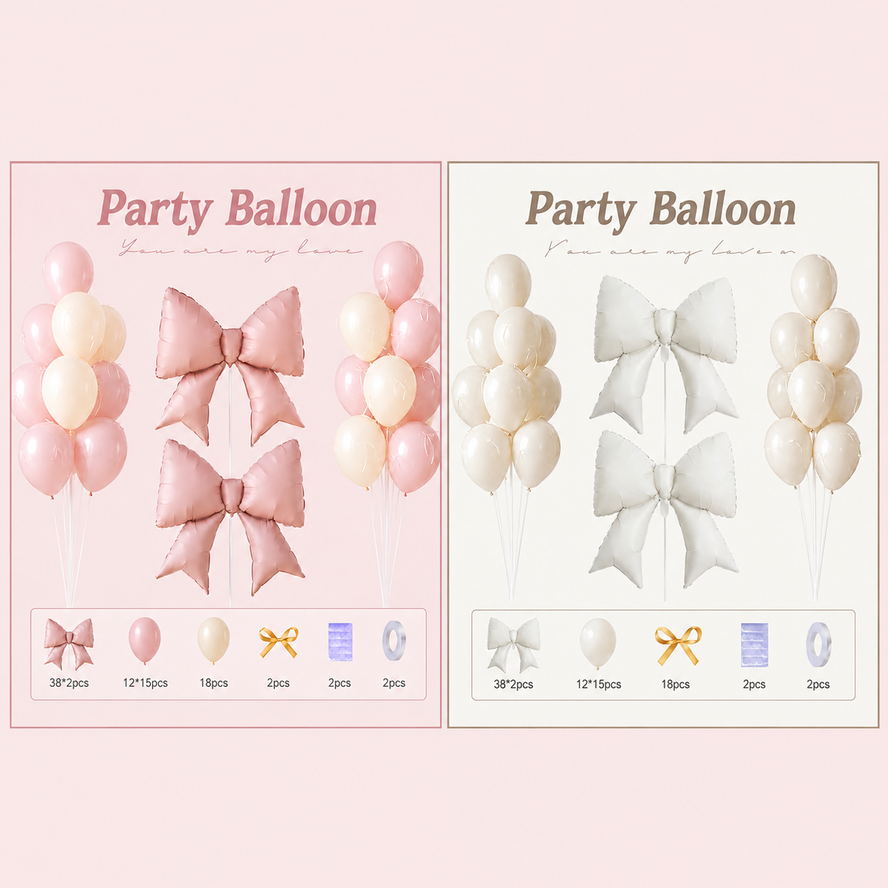SET de Globos con Moños Gigantes – Decoración para Fiestas / 39pcs