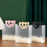 Bolsa De Regalo PVC Transparente Con Asa Corazón Reutilizable Premium x10uni（23*11*27cm）