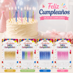 Velas de Cumpleaños Metálicas x 8unidad