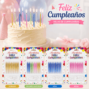 Velas de Cumpleaños Metálicas x 8unidad