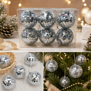 Bola Espejada Colgante Disco Ball Decorativa Plateada para Fiestas y Eventos * 6unidad/ 6cm