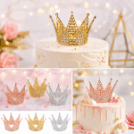 Corona Mini de Aleación con Strass para Torta  （5.5x7.5cm）