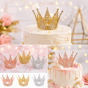 Corona Mini de Aleación con Strass para Torta  （5.5x7.5cm）