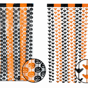 Cortina Colgante de Halloween – Calabazas y Murciélagos