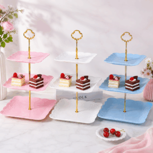 Torre Bandeja cuadrado Posa Cupcakes 3 Pisos （color BL RS CL）