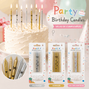 Velas de Cumpleaños Metálicas con Glitter x 6unidad