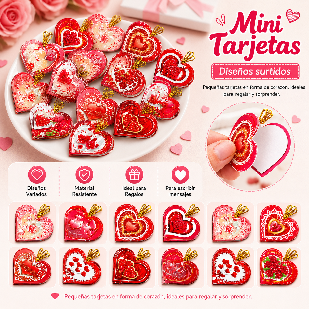 tarjeta para bolsa regalo corazon*96uni