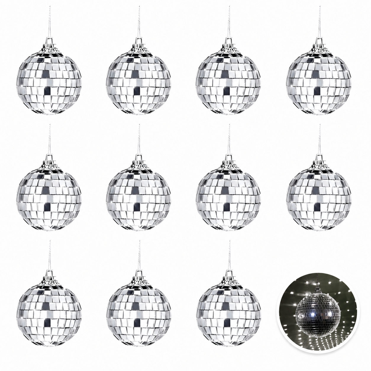 Bola Espejada Colgante Disco Ball Decorativa Plateada para Fiestas y Eventos *12/ 3cm