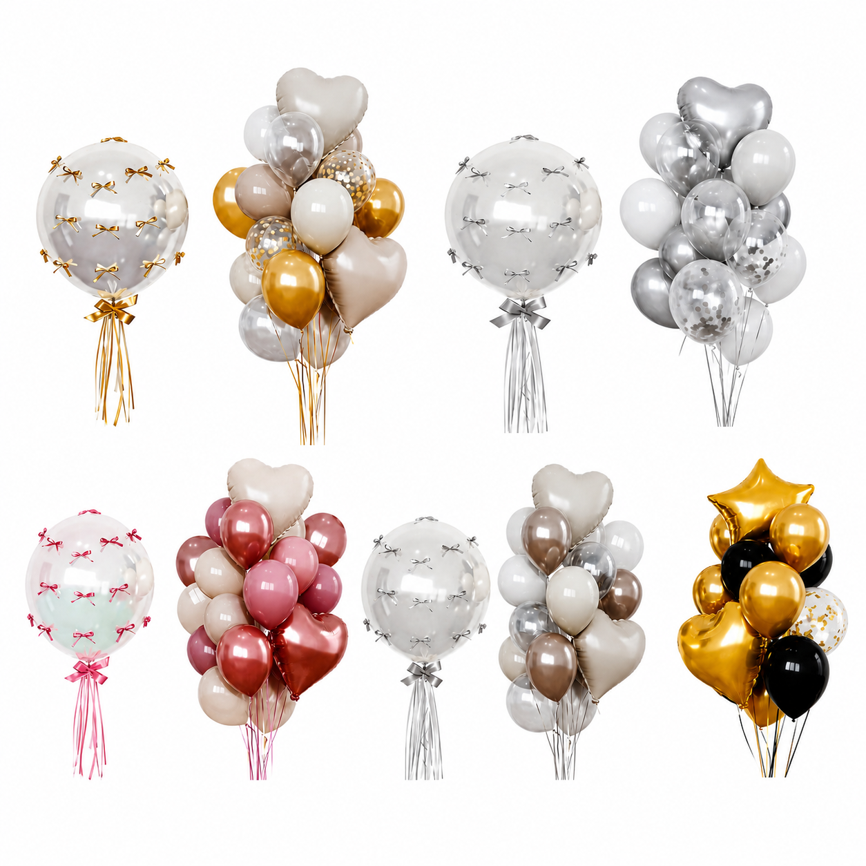 Set de globo con corazón con moños 35pcs