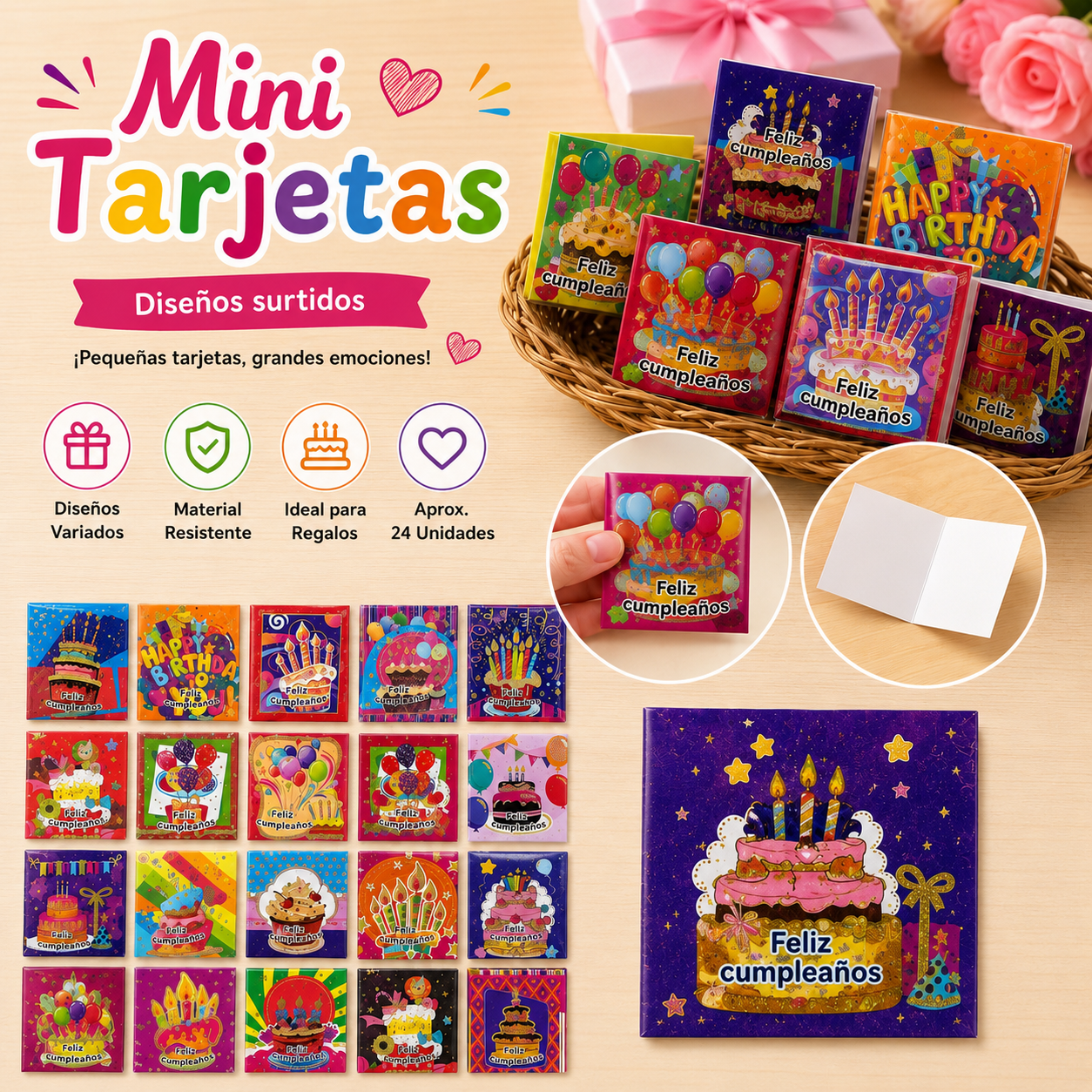 tarjeta para bolsa regalo feliz cumple*96uni
