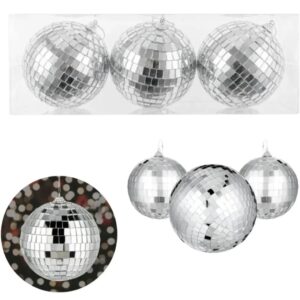 Bola Espejada Colgante Disco Ball Decorativa Plateada para Fiestas y Eventos x 3unidad / 8cm