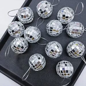 Bola Espejada Colgante Disco Ball Decorativa Plateada para Fiestas y Eventos *12uni/ 2cm