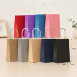Bolsa De Papel Kraft Con Manija por 12 unidad（ 13x21x8 Cm）