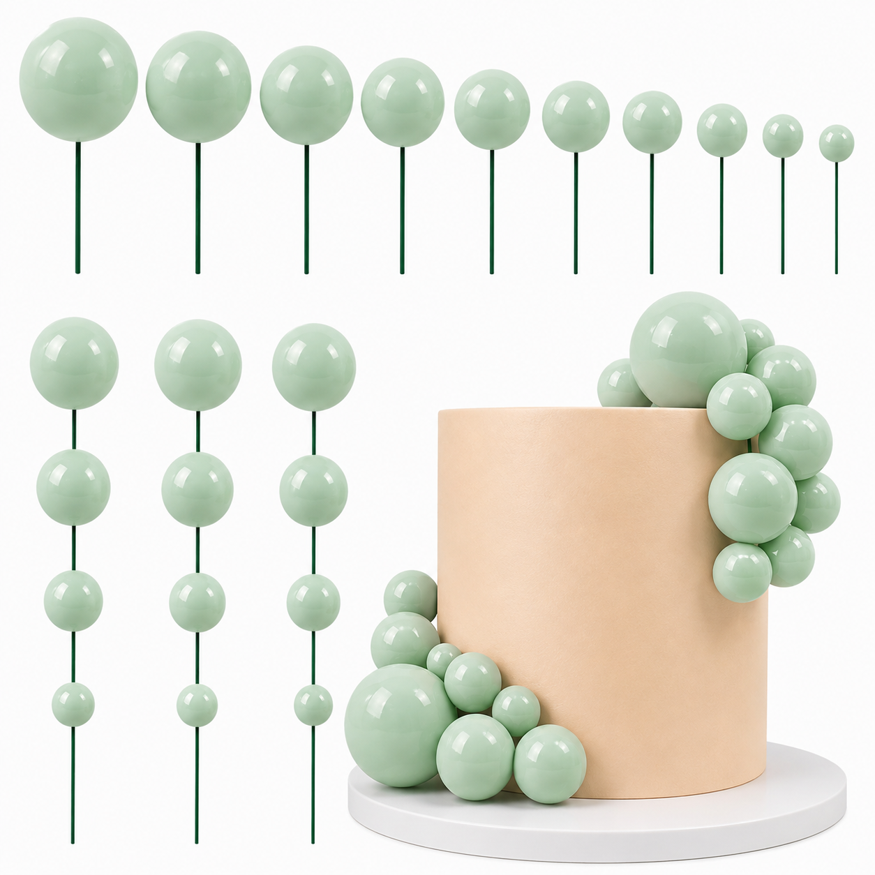 Decoración Esfera para Torta con Bolas – Topper de Pastel para Cumpleaños, Fiesta, Repostería *20pcs(2-4cm) - Imagen 6