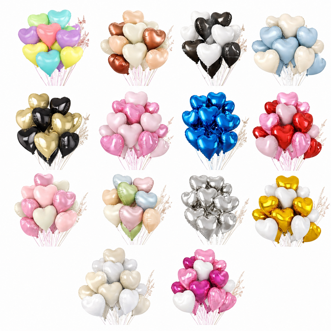 Globos Metalizados Corazón 18 Pulgadas – Pack x10 Unidades