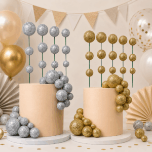 Set de Esferas Decorativas para Torta con Glitter – 20 Piezas